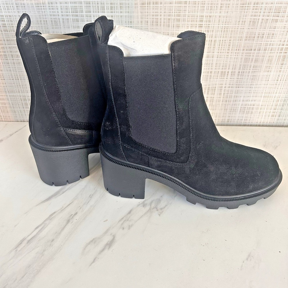 Suede Boots Lisa Vicky JOLT-V Black Split Suede Ankle Chunky Women's Sz 7.5 New! - Picture 5 of 5